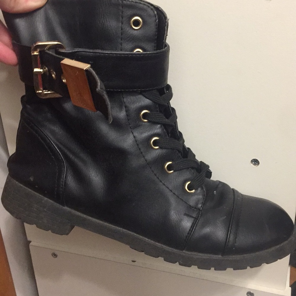 Black Combat-Style Boots